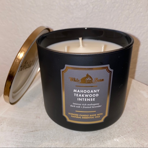 MAHOGANY TEAKWOOD INTENSE Bath & Body Works White Barn 3-wick Scented Candle - Picture 1 of 4